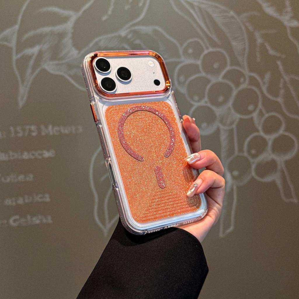 The new Dream Galaxy magnetic suction is suitable for iPhone17promax mobile phone case, transparent glitter, Apple 14 fashion case.