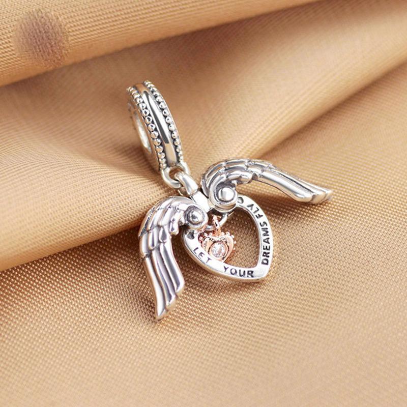 New Copper Angel Wings Charm Beads Fit Original Women Copper Bracelet Diy Jewelry Gifts