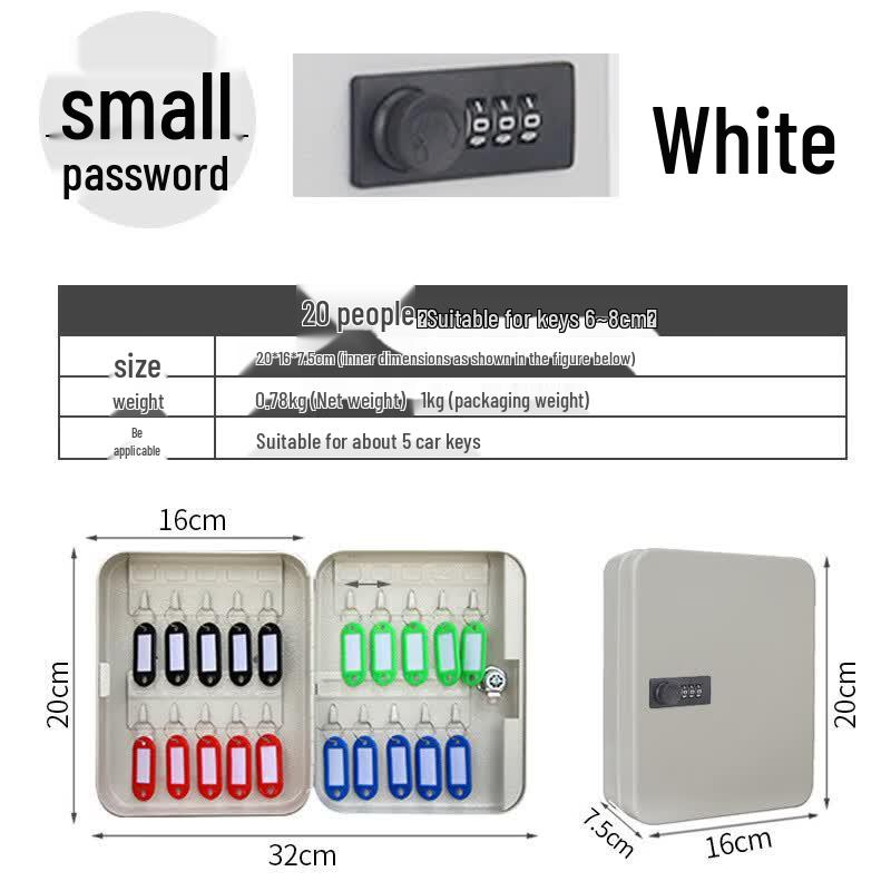 Secure Password Wall-Mounted Key Box 20-Key