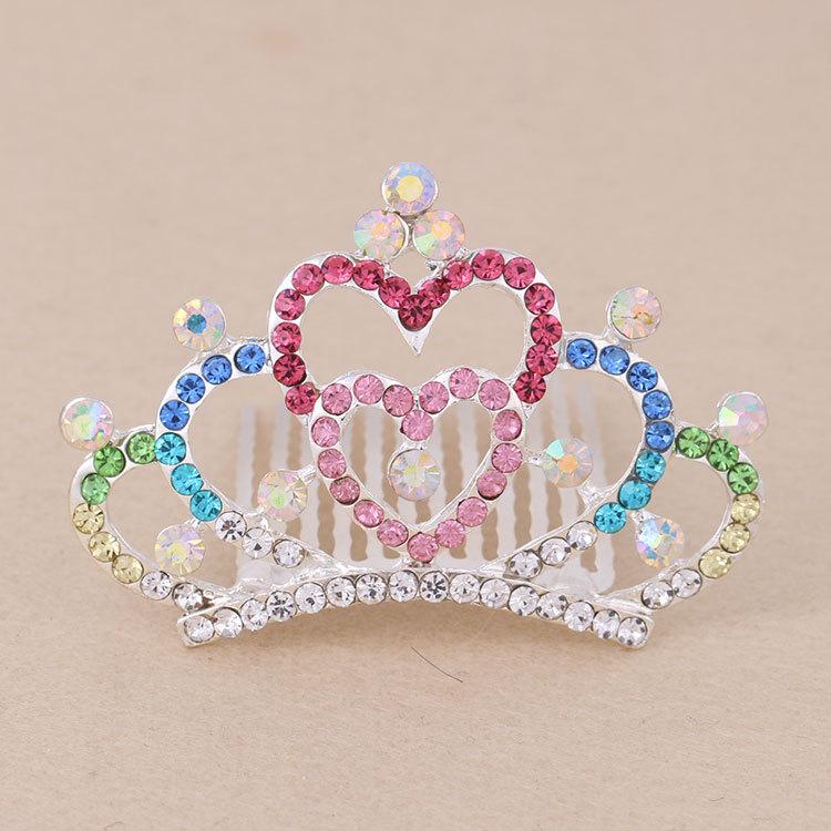 Korean-Style Rhinestone Kids' Crown Hair Comb - Cute Tiara Hair Clip for Girls, Sparkly Headpiece Perfect for Dance Performances