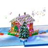 LED Işıklı Müzikli Noel Kartı Katlanabilir 3D Açılır Tebrik Kartı Zarfıyla El Yapımı Davetiye Kartpostalı