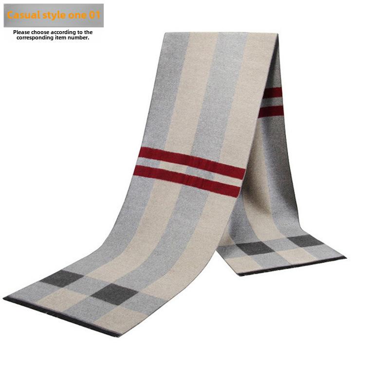 Men's Autumn & Winter Plaid Imitation Cashmere Scarf - Warm & Thick Custom Design