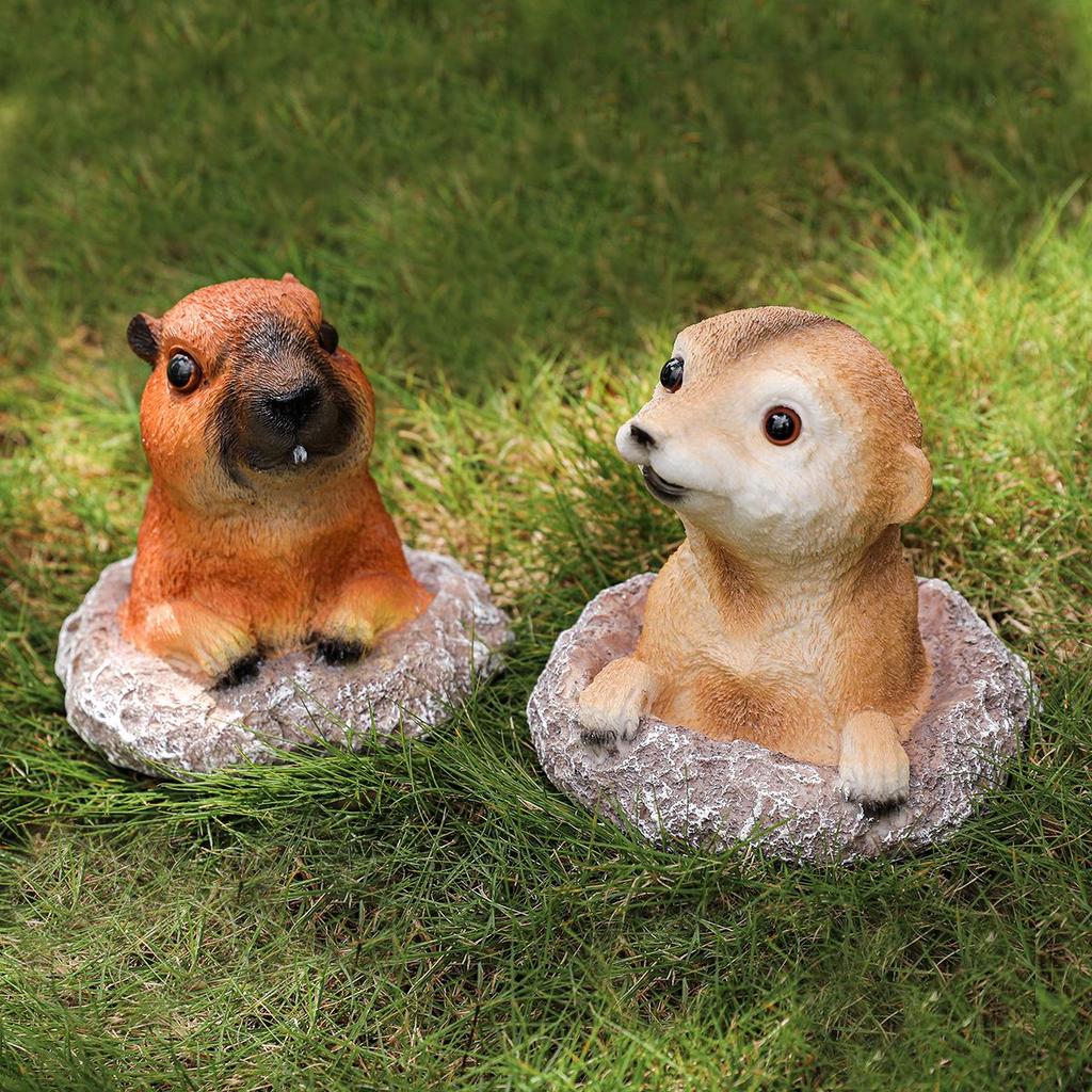 Mongoose Marmot Resin Garden Statue - Outdoor Lawn Animal Ornament