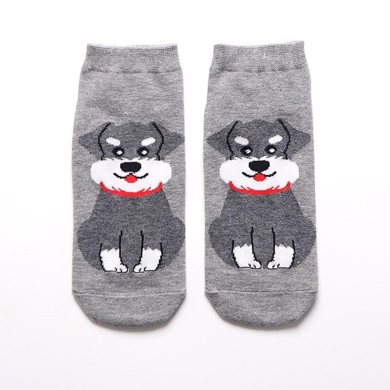 Cute Dog Cartoon Socks for Women Breathable Boat Socks