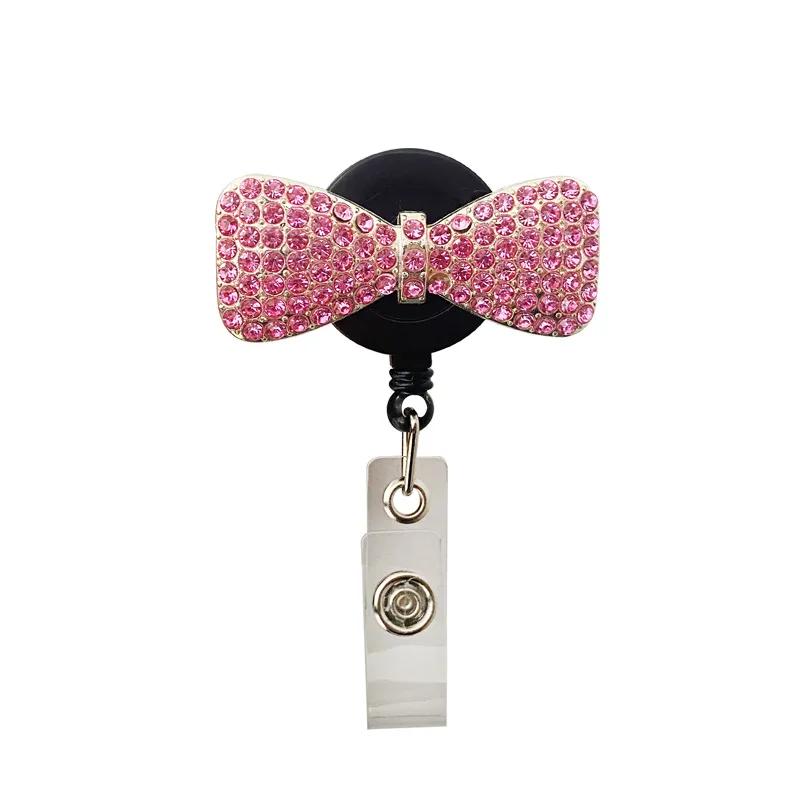 

1PCS Cute Animal Diamond Retractable Badge Holder Belt Clips Metal ID Badge Reel Employee ID Card Name Position Card Cover Case