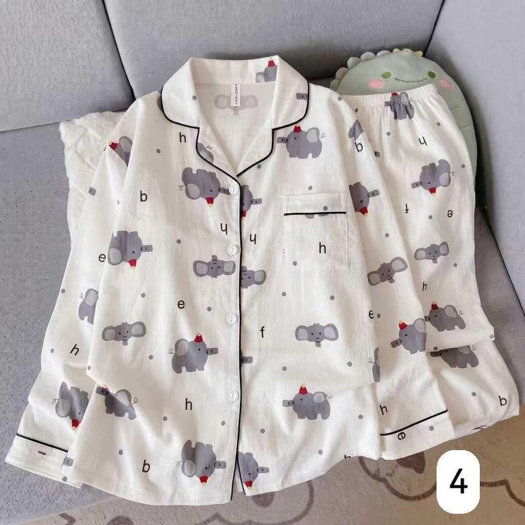 Women's Cloud Cotton Long Sleeve Pajamas - Sweet Cartoon Design for Spring & Autumn, Versatile for Home or Out