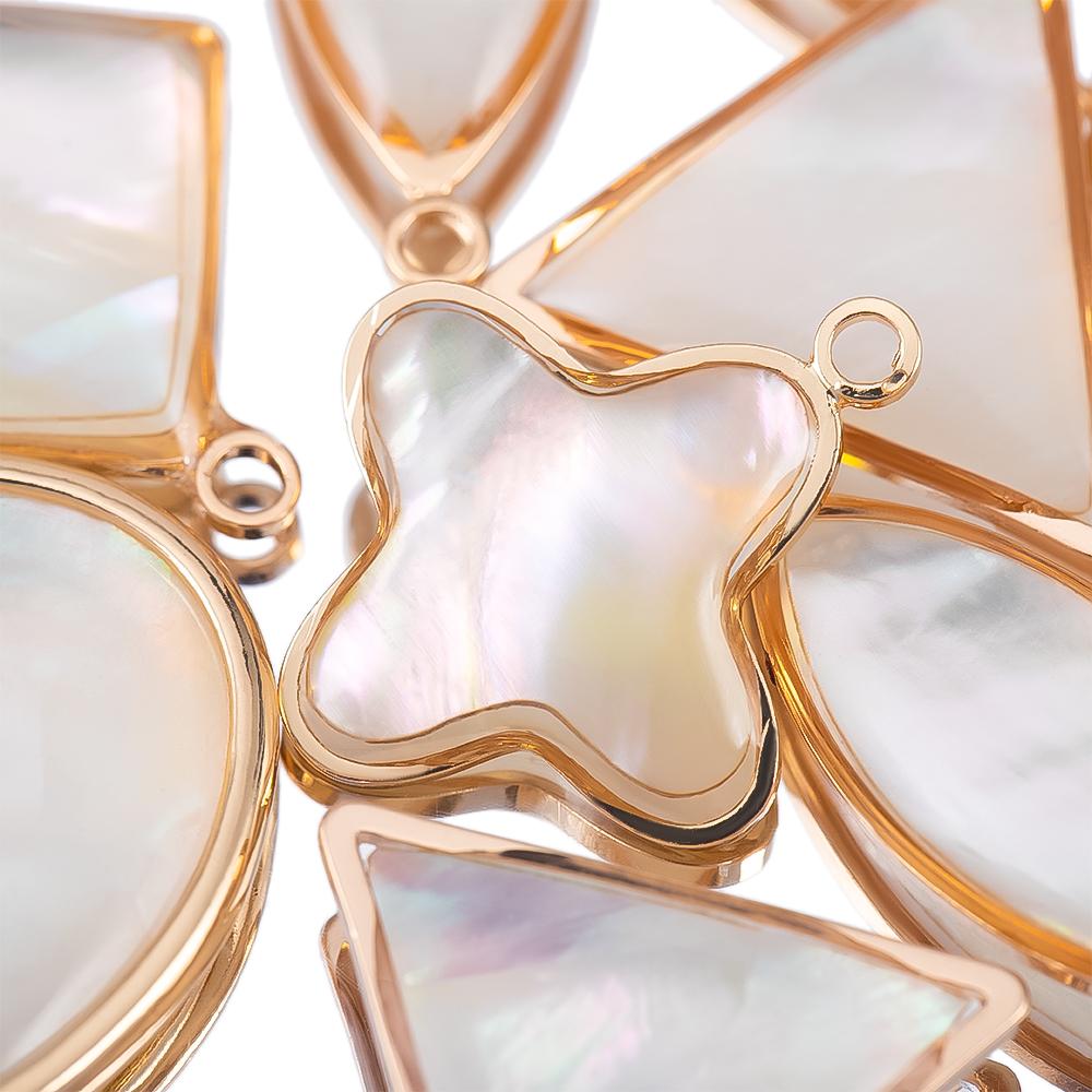 5Pcs Love Round Cross Shell Pendant Necklace Charms Jewelry Making Bracelet DIY Earrings Supplies Summer Beach Ocean Accessories