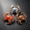 Metal Metal Pin 3D Relief Lapel Pin Gift Idea Crab Brooch  Hats