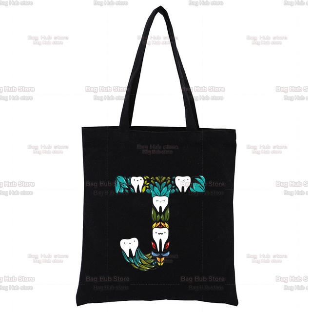 TOOTH 26 Letter Alphabet Printing Canvas Bag Shopper Bag Harajuku Style Women Bags Shoulder Bag Handbag
