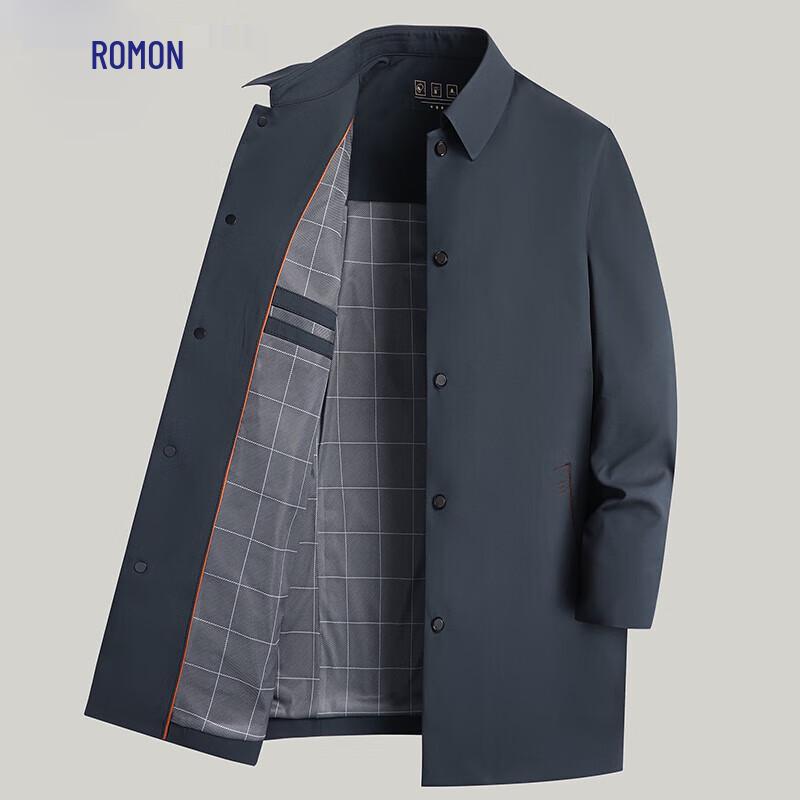 ROMON Men's Mid-Length Business Casual Trench Coat