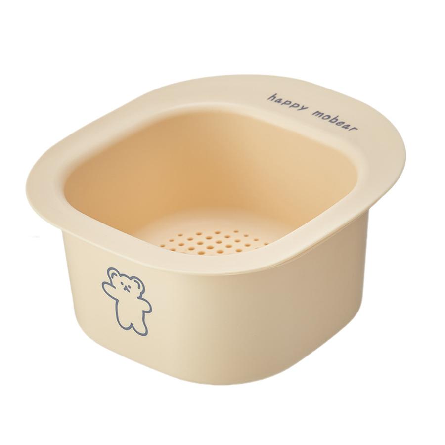 5 Pcs Food Grade Fruit Washing Gadget Cute Cartoon Bear Double Layer Drain Basket for Dormitory Kitchen