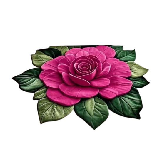 

Yousheng 3D Цветочный ковер Реалистичный цветочный противоскользящий коврик для пола Впитывающий быстросохнущий коврик для ванной для кухни спальни прихожей туалетного столика 80 cm розы красного