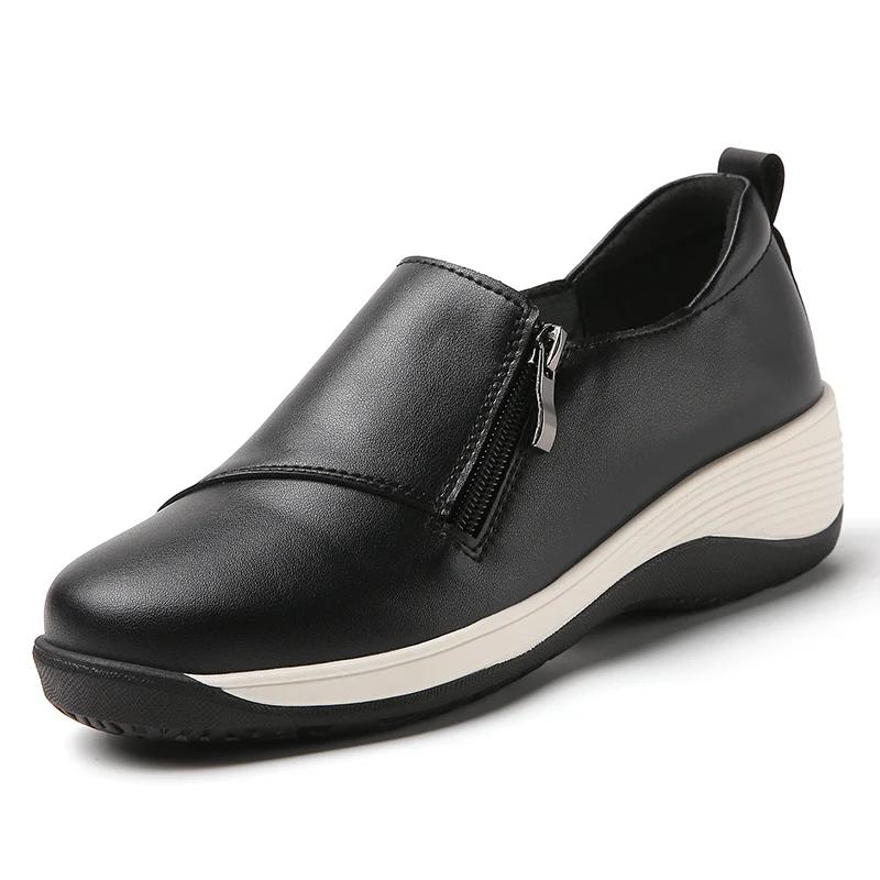 Zapatos planos de mujer de cuero 100% genuino, modernos e informales, nuevos de primavera y verano, zapatos de cuero, mocasines, zapatos vulcanizados para mujer