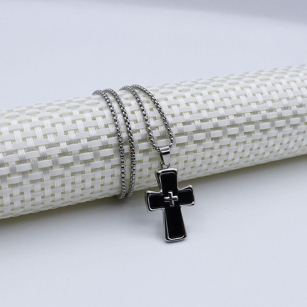 4PCS Gothic Style Thorn Love Necklace Set Personality Crucifix Pendant Chain  Church