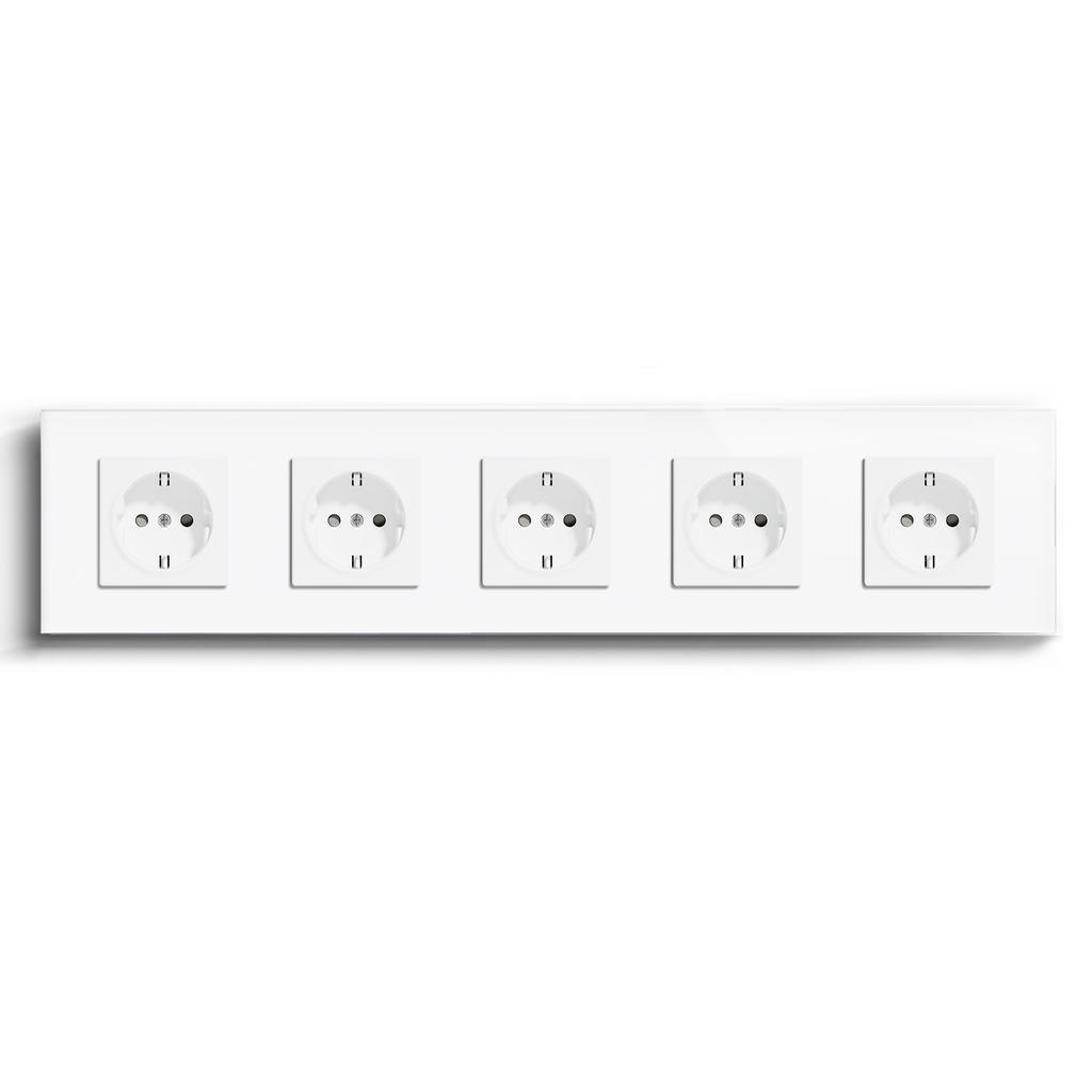 BSEED Single EU Socket Double Power Outlets Triple Electric Sockets Crystal Glass Wall Socket White Black Gold Gray 16A E Series