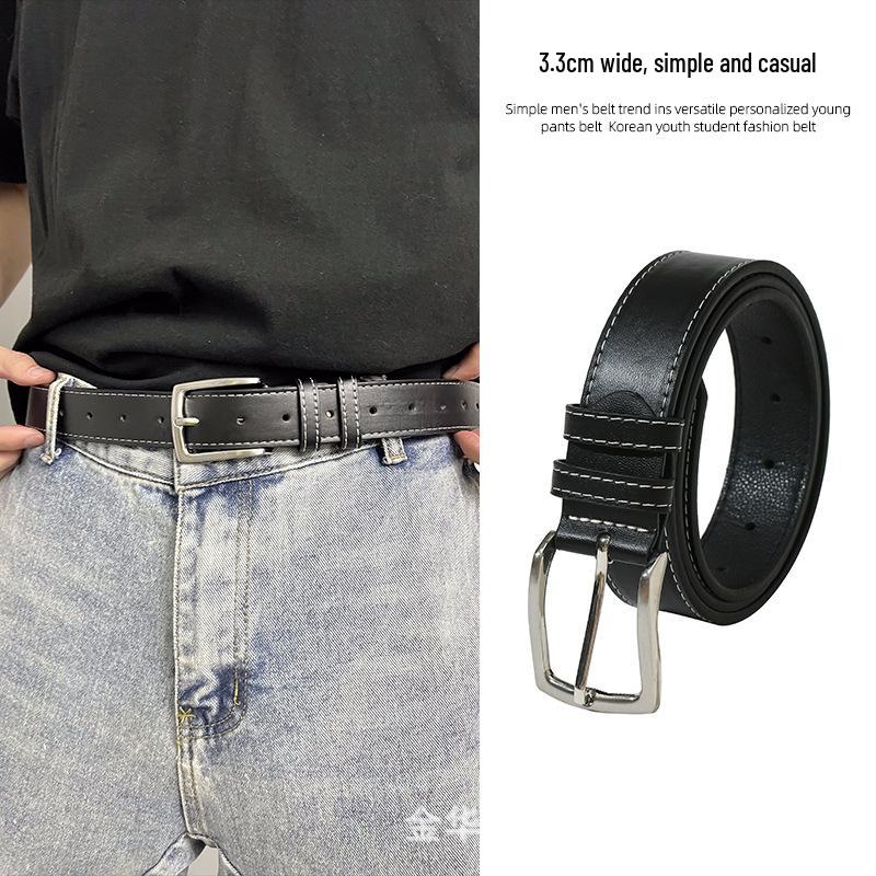 Unisex Hong Kong Style Trendy Leather Pin Buckle Belt for Jeans 130cm