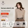 Women's White Semi-High Neck Base Layer with Chest Pads - Long Sleeve Warm Underwear for Autumn/Winter Wear
