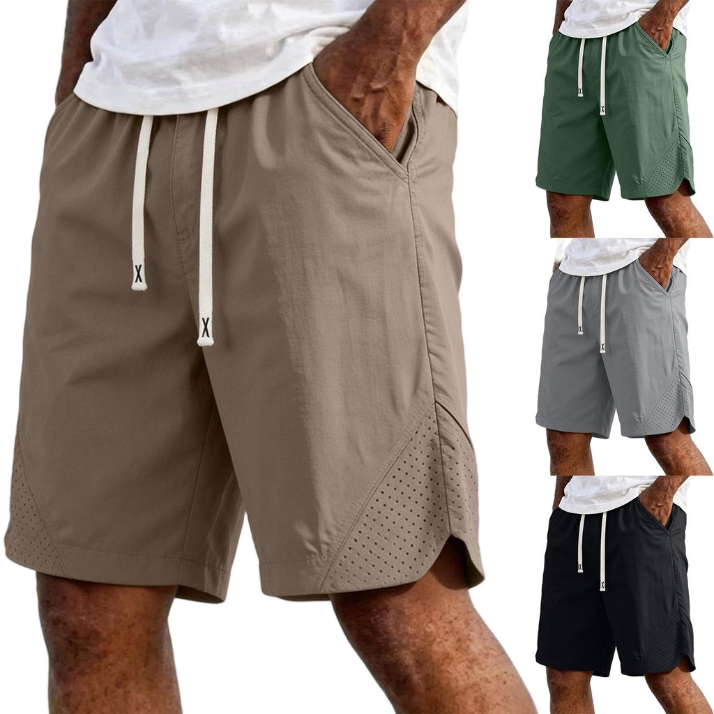 Men's Summer Loose Fit Casual Sports Shorts Drawstring Waist Straight Leg Breathable Lightweight Athletic Shorts for Outdoor Activities