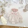 Sweet Floral Baby Girl Long Sleeve Bodysuit Cute Spring Romper For 100 Days Celebration