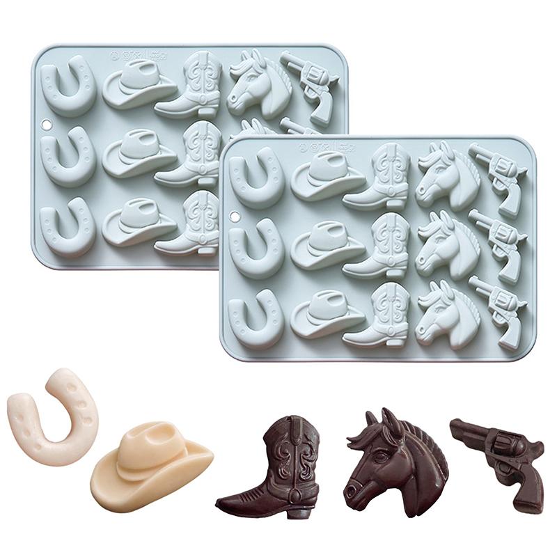 Cowboy Chocolate Molds,Cowboy Hat Boot Horse Saddle Shape Silicone Candy Molds Western Themed Party Baking Moulds