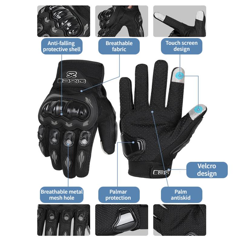 Non-slip Wear-resistant Motocross Racing Gloves Summer Breathable Full Finger Motorcycle Gloves Touch Screen Moto Biker Gloves