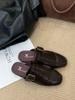 Fashion Office Slip-On Slippers For Women Outer Wear 2025 New Women's Solid Color Closed Toe Mules Breathable Side Openings Roman Sandal