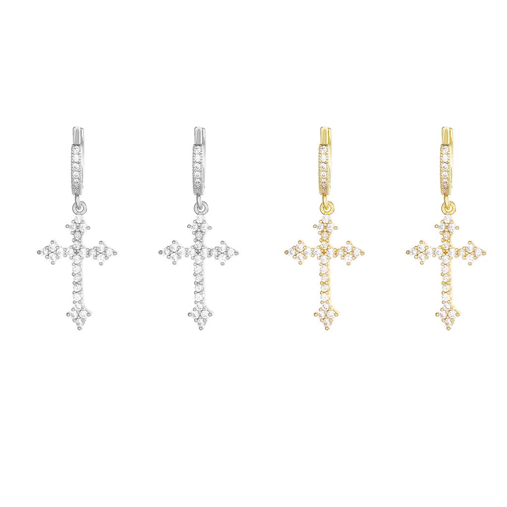 Elegant Crosses Hoop Earrings Elegant Hoop Earrings Accessory With Zircon Crosses Drop for Fashion Enthusiasts