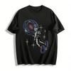 Astronaut wirft Galaxieball Druck Lässiges Oberteil Reines Baumwoll-T-Shirt