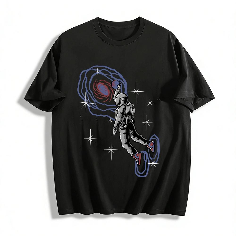 

Astronaut Throws Galaxy Ball Print Casual Top Pure cotton T-shirt XXS