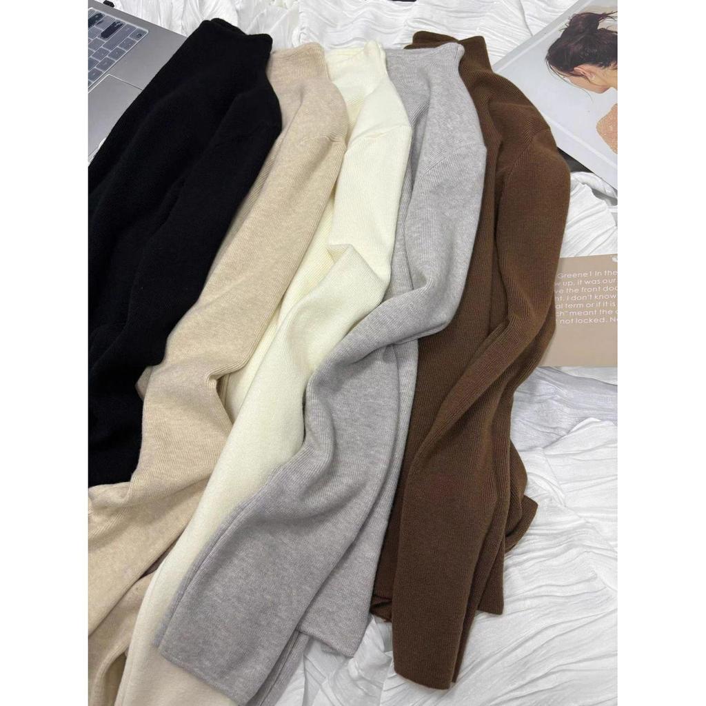 Women's Stand-up Collar Soft Knit Long-Sleeve Sweater - 2024 Winter Autumn Top