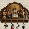 Wooden Multifunctional Home Key Holder, Wooden Keys Holder With Communion Theme, Religious Home Decor Wall Mount, Multifunctional Organizer With