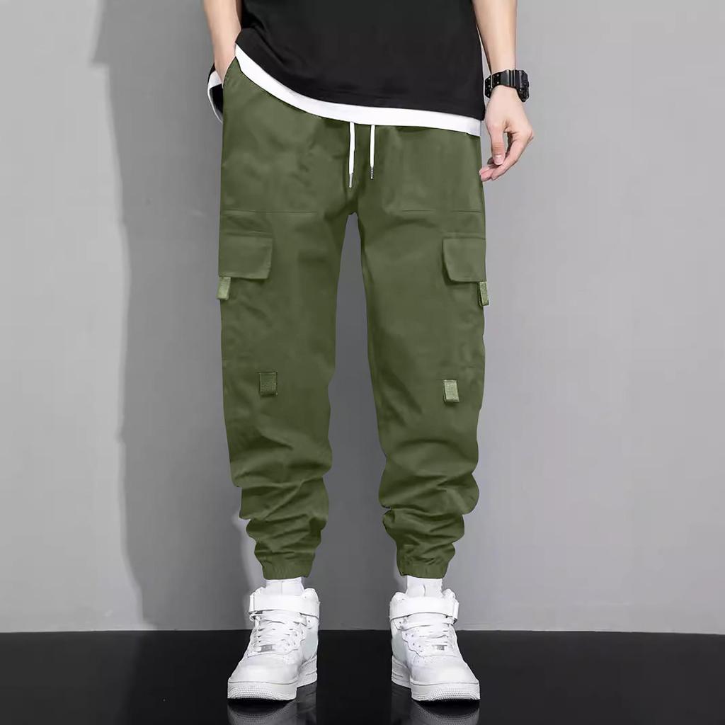 Pánská kombinéza se stahovací šňůrkou Ležérní kalhoty s více kapsami Turistické kalhoty Bavlněné keprové kalhoty