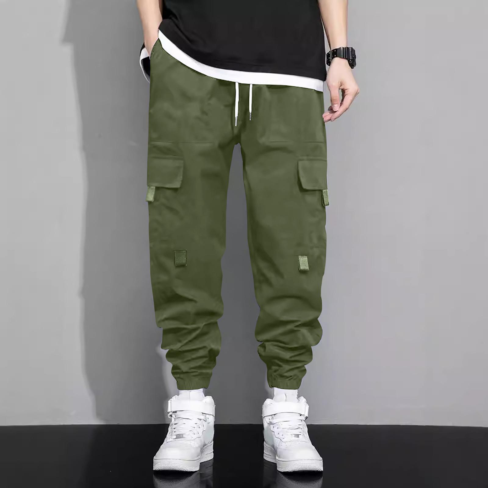 

Men s Overalls Drawstring Multi Pocket Casual Pants Hiking Pants Cotton Twill Pants XXL армія зелений колір