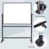 Dual-Sided Magnetic Whiteboard & Blackboard, Mobile Stand, Erasable, for Home, Office, or Classroom.
