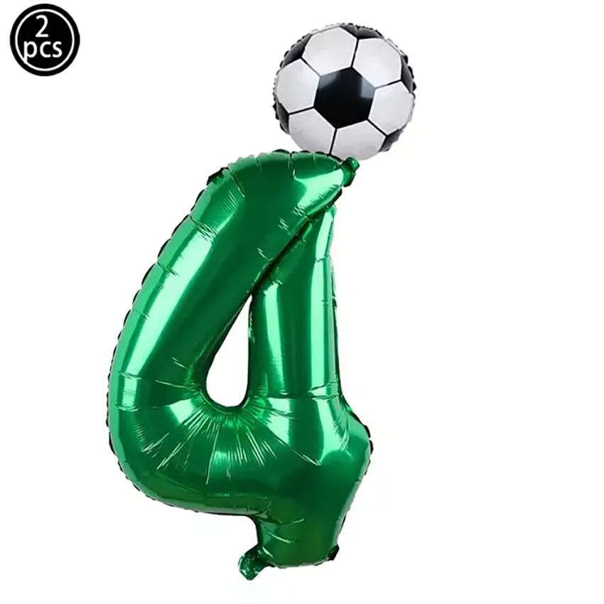 2pcs 32inch Green Number Foil Ballons 10Inch Soccer Helium Ballons Football Kids Birthday Parti Sports Themed Party Decoration