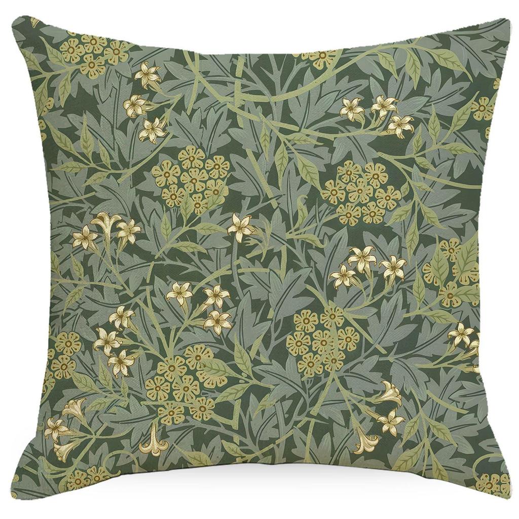 1pcs 45cm Retro Floral Plant Print Cushion Pillow Cover Vintage Decorative Throw Pillow Case for Sofa Bed Home Decor Pillowcase