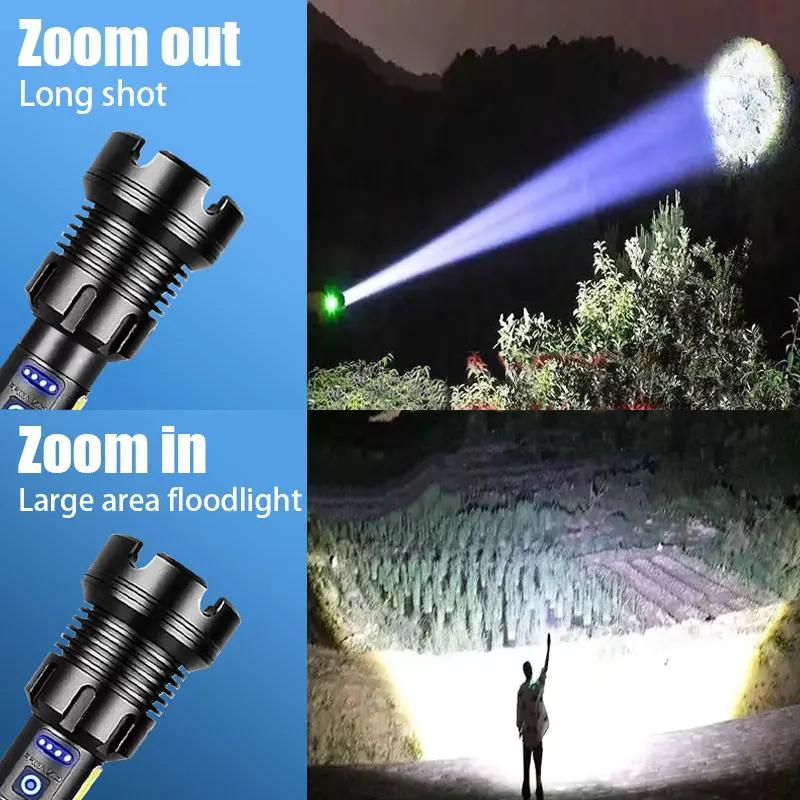 XHP390 Most Powerful Flashlight Usb Rechargeable Flashlight Strong Light Military Tactical Lantern Camping Hunting Outdoor Torch