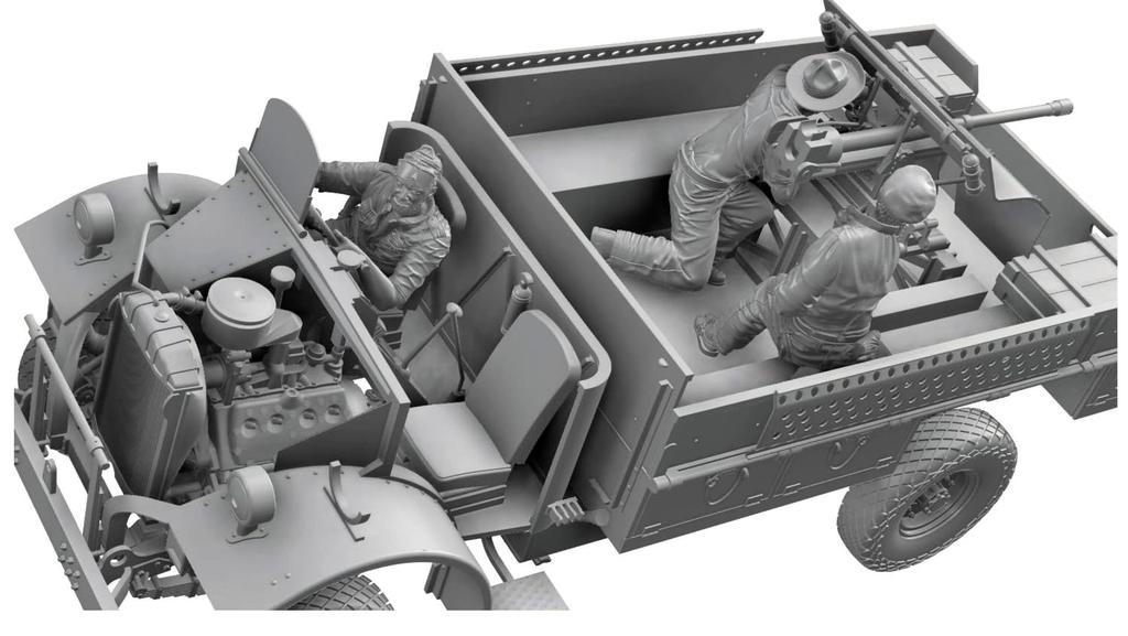 Thunder Model Maßstab 1/35 Britischer LRDG Ford F-30 Geschütz-LKW mit 37mm Bofors Kanone, Enthält 3 Figuren, Plastikmodellbausatz TB35312 (Militärfahrzeug)