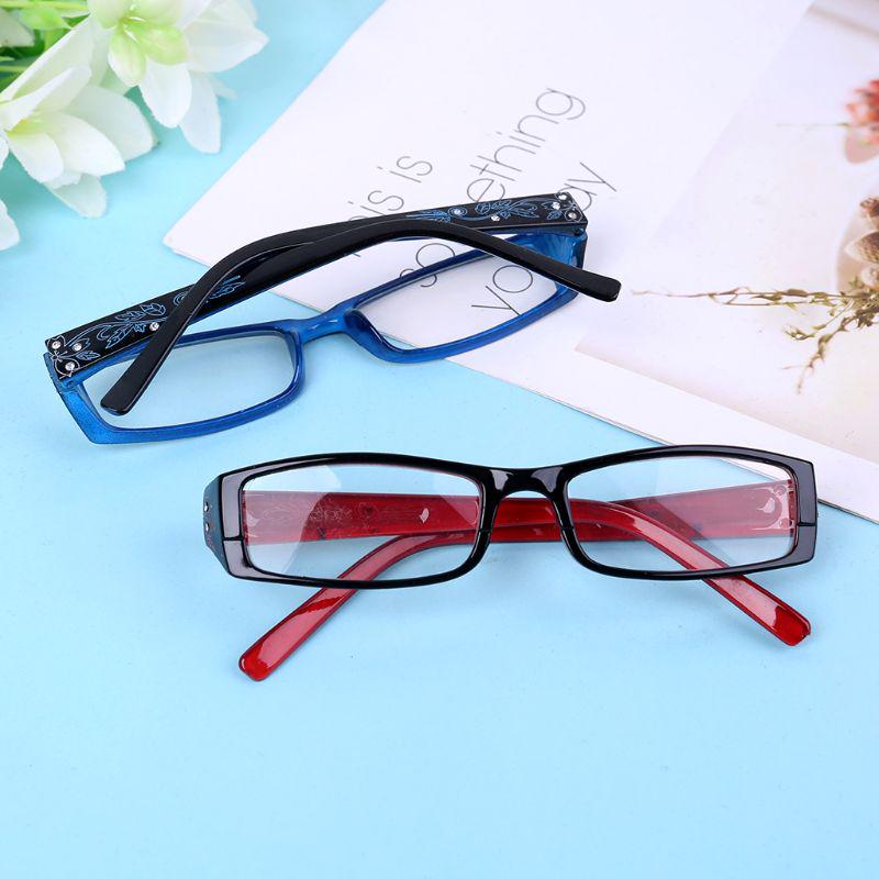 Fashion Reading Glasses Women 4 Colors Imitation Diamond Flower Print Resin Presbyopic De Lectura +1.0~+4.0