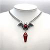 Gothic Vampire Bat Pendant Necklace With Alloy Bloodstone Charm For Women