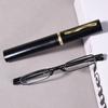 Black Frame Men Women Spring Hinged with Portable Case Slim Pen Reading Glasses Narrow Readers with Pen Tube Case