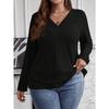 JPNTKY Women's Fashion Casual Solid Color Print Long Sleeve  V Neck Blouses & Shirts