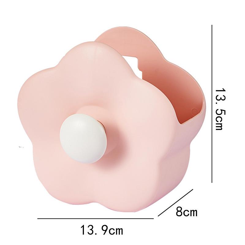 1PC Flower Makeup Brush Storage Box Wall Hanging Home Bathroom Vanity Table Top Comb Toothbrush Cute Cartoon Storage Box