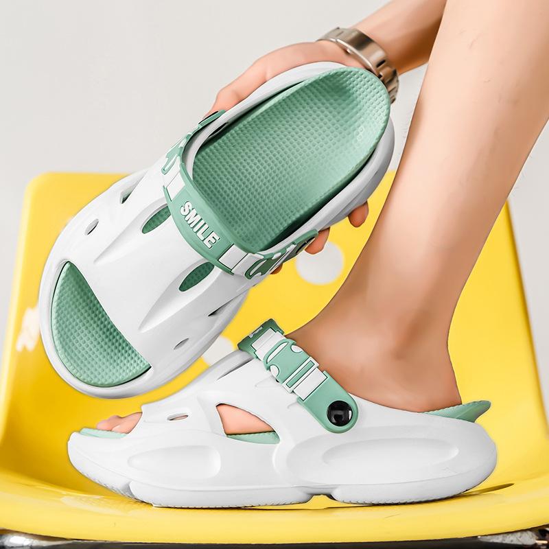 

Summer new trend sandals non-slip thick-soled stepping on shit feeling one-word travel two wear seaside comfortable beach shoes 40