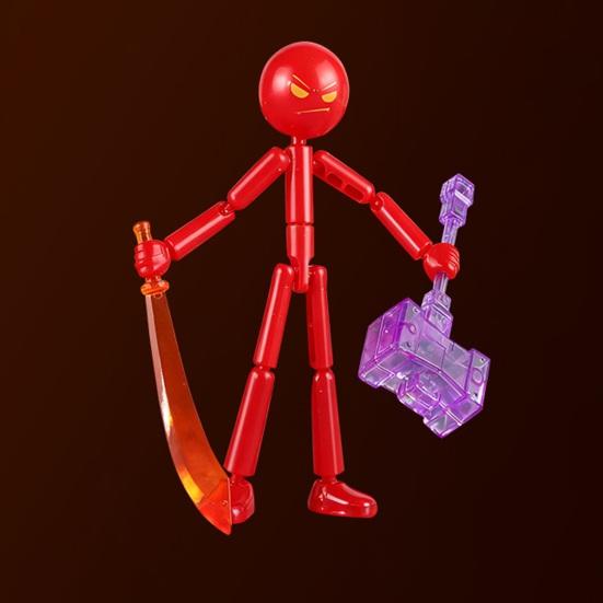 Posable Stickman Action Figure with DIY Accessories Stress Relief Movable Joints Stickman Fidget Toy Desktop Decoration Collectors Gift