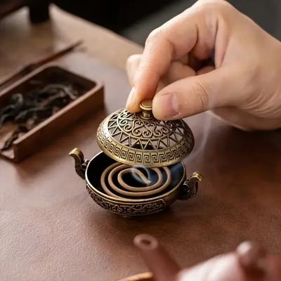 1pc Brass Incense Burner,Metal Aromatherapy Holder,Unscented,Ideal for Yoga Meditation,Bedroom Ambiance,Home Decor,