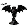 Halloween Bat Candle HolderGothic Tealight Holder Devil Holder, Gothic Winged Candlestick with Tabletop Ornament Red Eyes, Matte Black Sticks