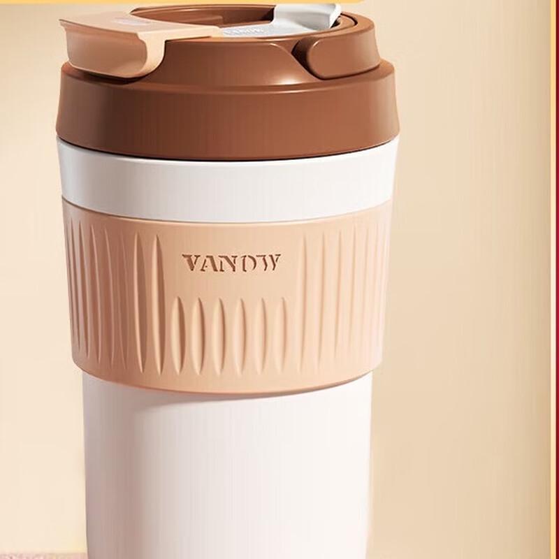 Vanow Portable Ceramic Lined Coffee Cup with Straw