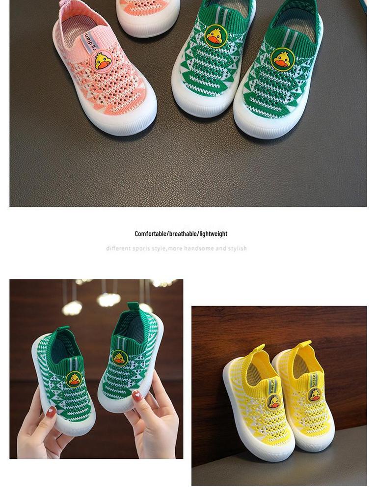 Hohle atmungsaktive Mesh Flyknit Slip-On Schuhe für Kinder - Rutschfeste weiche Sohle, lässige Babyschuhe
