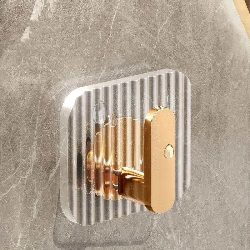 Acryl Badezimmerhaken Klar Gold Wandhaken Luxus Schlüssel Taschenhalter Stanzfrei Heimorganisation und Aufbewahrung Badezimmer Organizer